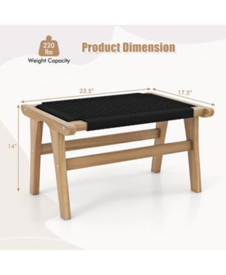 Mid Century Modern Accent Chair Farmhouse Handwoven Cordage with Ottoman