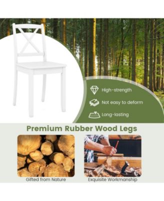 Wood Dining Chair Set of 2 with Rubber Wood Legs and Curved Backrest