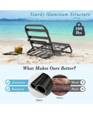 2 Pack Low Folding Beach Chairs for Adults with Cushion