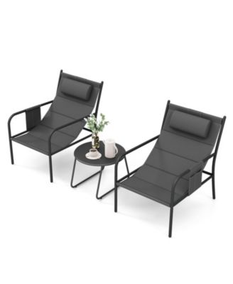 3 Piece Outdoor Bistro Set Patio Metal Chair and Table Set