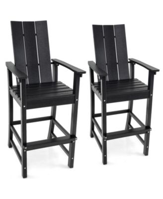 Tall Adirondack Chair Outdoor Bar Stool with Ergonomic Backrest for Backyard