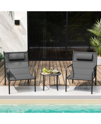 3 Piece Outdoor Bistro Set Patio Metal Chair and Table Set