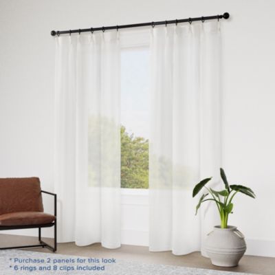 Madison Pinch Pleat Single Curtain Panel with Hooks and Rings, 38"X84"