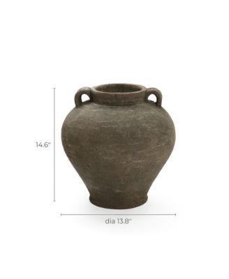 Rustic Brown Terracotta 14.6-Inch Tall Vase