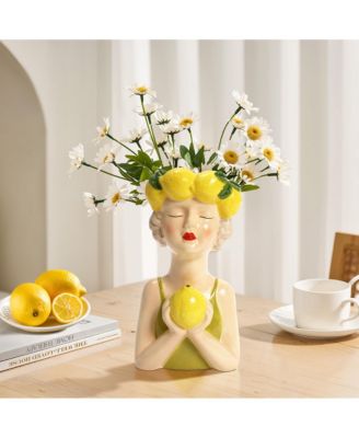 Lady Lemons Ceramic 11.6-Inch Tall Sculpture Vase