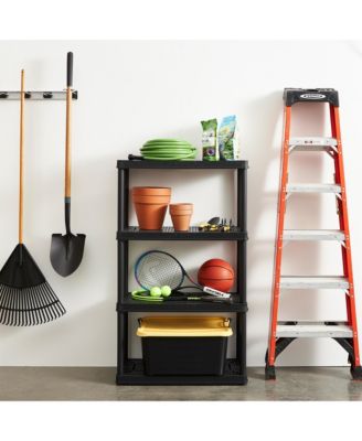 4 Shelf Fixed Height Medium Duty Storage Unit, Black (4 Pack)