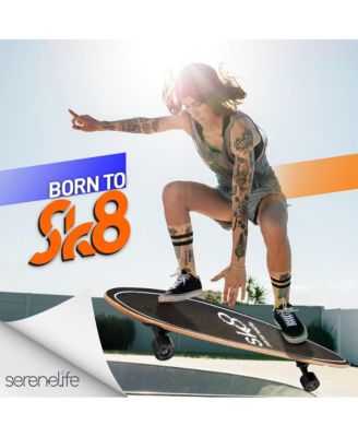 8" Canadian Maple Deck Skateboard, Mini Cruiser for All Ages (Black)