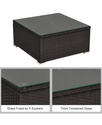 6 Pieces Outdoor Patio Rattan Sectional Sofa Set with Table