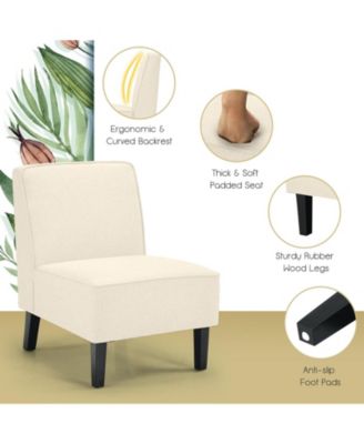 Modern Armless Accent Chair with Rubber Wood Legs
