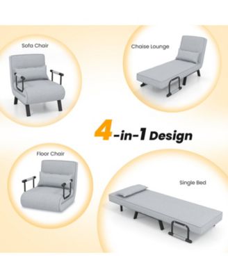 Folding 6 Position Convertible Sleeper Bed Armchair Lounge Couch with Pillow