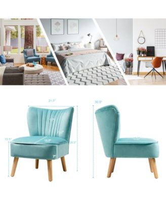 Modern Armless Velvet Accent Chair with Wood Legs