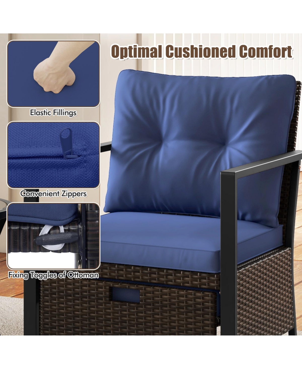 4 Piece Outdoor Furniture Set with Glass Topped Table