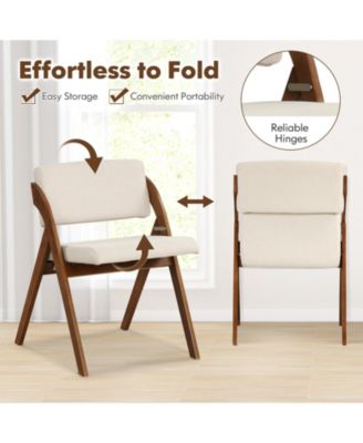 Set of 2 Folding Kitchen Dining Chairs with Rubber Wood Legs