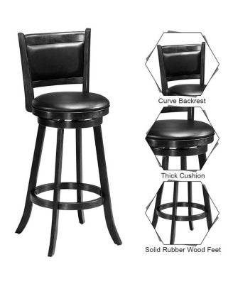 Set of 2 29 Inch Swivel Bar Height Stool Wood Dining Chair Barstool