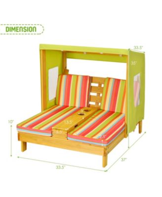Kids Patio Lounge Chair with Cup Holders and Awning
