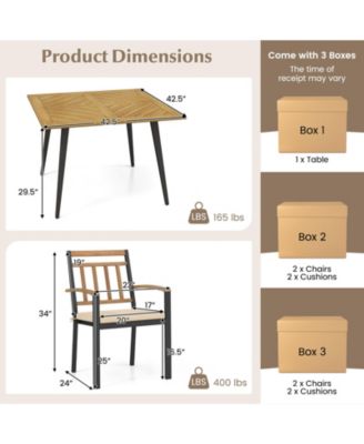 5 Pieces Patio Dining Set with Cushions and 1.9 inches Umbrella Hole