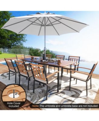 GOUUN 9 Pieces Patio Dining Outdoor Furniture Set with 8 Chairs and Umbrella Hole