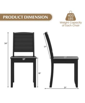 Wood Dining Chair Set of 2 Armless Kitchen Chairs with Rubber Wood Legs