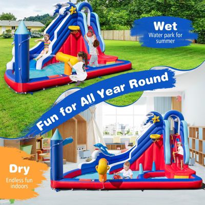 6-In-1 Inflatable Water Park with 735W Blower
