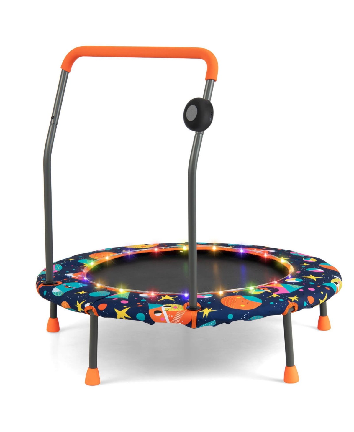 36 Inch Mini Trampoline with Colorful Led Lights and Bluetooth Speaker - Orange