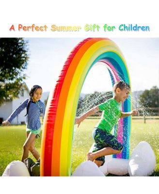 Inflatable Rainbow Sprinkler Backyard Games Outside Water Toy Yard