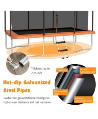 8 x 14 Feet Rectangular Recreational Trampoline with Safety Enclosure Net and Ladder