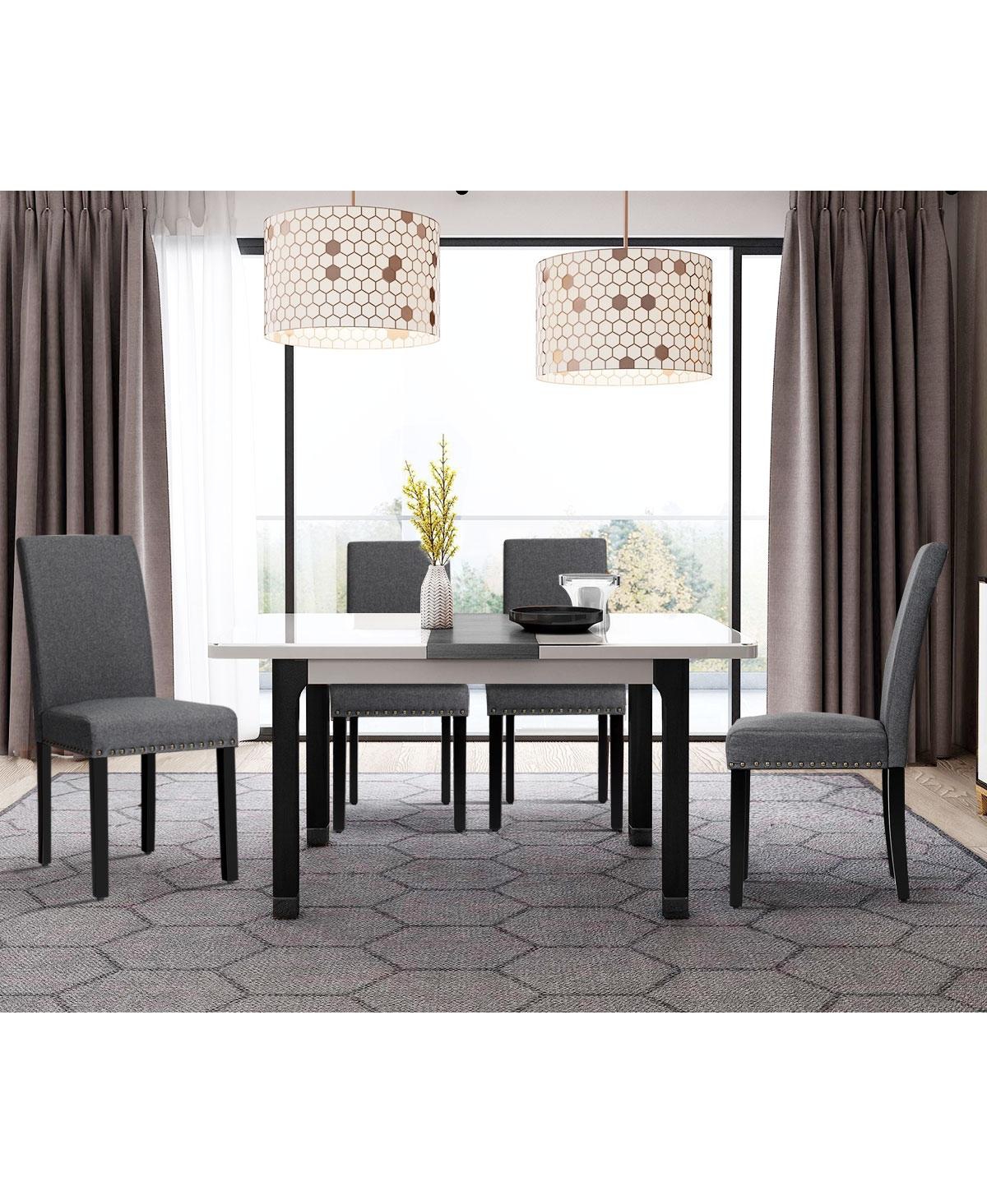 Gouun Set of 2 Fabric Upholstered Dining Chairs with Nailhead Sage