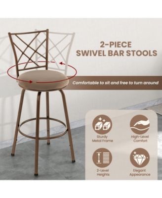 2 Pieces Swivel Pluch Fabrice Cushioned Bar Stool Set