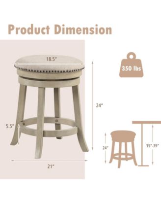 24 Inches Swivel Bar Stools Set of 2 wth Wooden Frame-24 inches