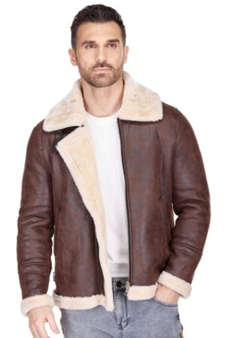 ブランカ/ナイロンファブリックシャーリングボンバージャケット Braveman Men's Faux Shearling Bomber Jacket - Macy's
