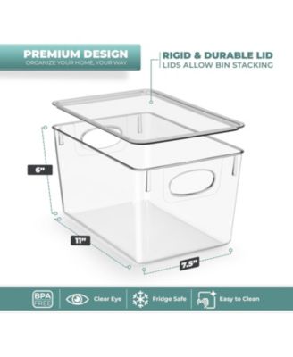 Large Plastic Storage Bins with Lids - for Kitchen Organization, Pantry/Storage Organizers, Fridge Organizer - Clear Storage Bins (4 pack)