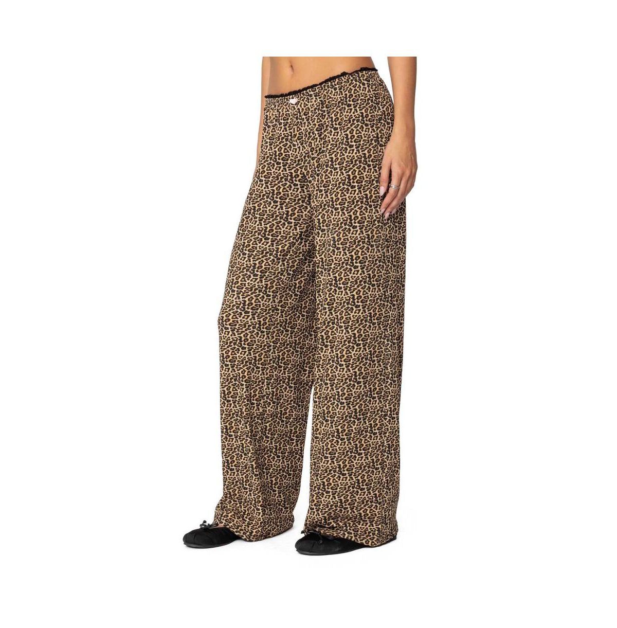 Edikted Women's Lue Leopard Printed Ribbed Pants