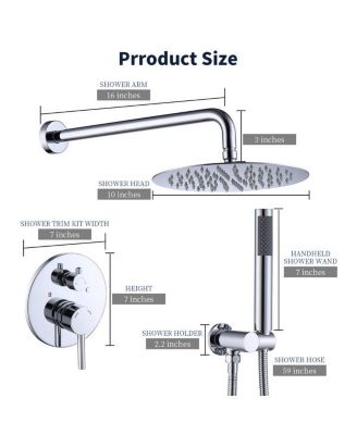 Wall-Mounted Shower Faucet Combo Set Rainfall Shower Head & Handheld