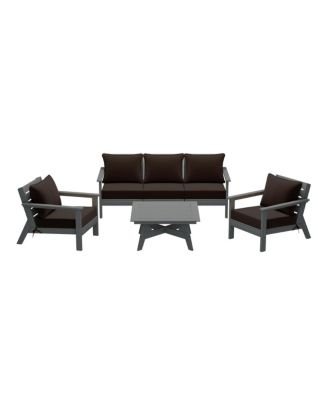 Outdoor 6-Piece Gray Modular Sectional Patio Furniture Sofa Set