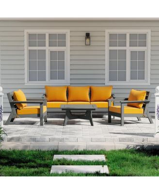 Outdoor 6-Piece Gray Modular Sectional Patio Furniture Sofa Set