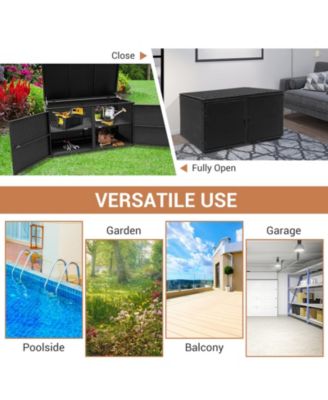 GOUUN 88 Gallon Garden Patio Rattan Storage Container Box
