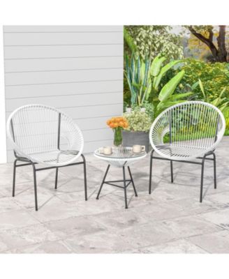 3 Pieces Patio Acapulco Furniture Bistro Set with Glass Table