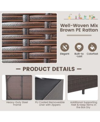 Outdoor Wicker Storage Box with Zippered Liner-133 Gallon