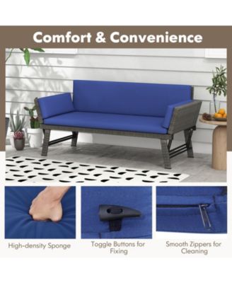 Outdoor Convertible Sofa Daybed with Adjustable Armrests for Balcony