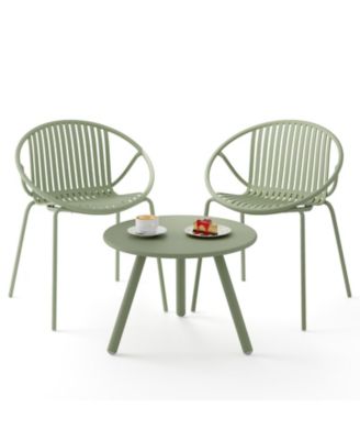 All Weather PP Patio Conversation Set with Round table and 2 Chairs