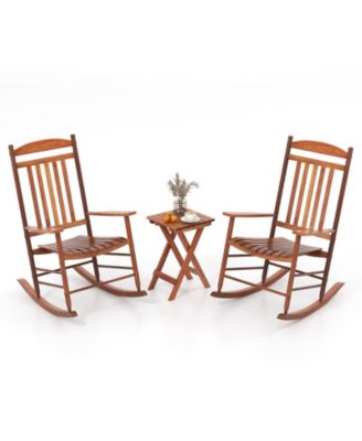 3-piece Outdoor Poplar Wood Rocking Bistro Set
