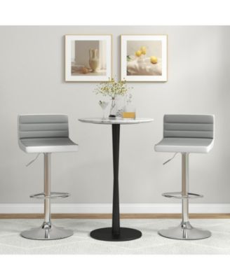 Set of 2 Adjustable Heights Barstool with PU Leather