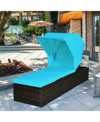 Outdoor Chaise Lounge Chair with Folding Canopy