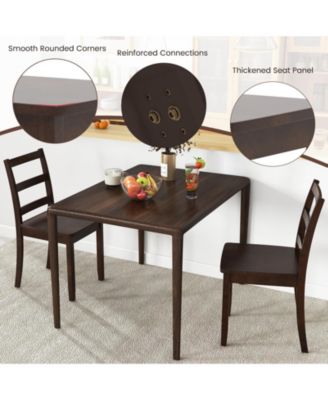 Set of 2 Wood Dining Chairs with Solid Rubber Wood Legs