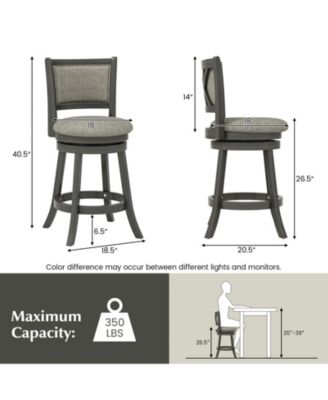 Swivel Bar Stools Set of 2 with Soft-padded Back and Seat-S