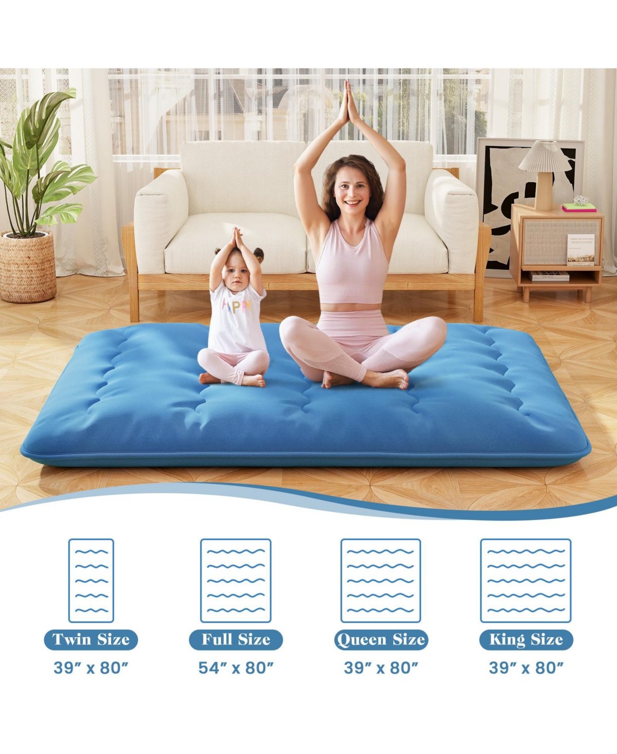 Gouun Foldable Futon Mattress with Washable Cover and Carry Bag for Camping-Queen Size