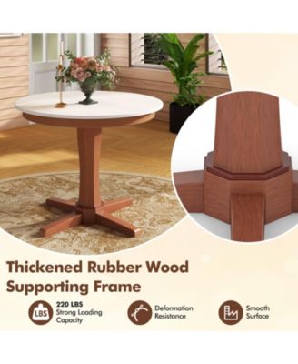 35 Inches Wooden Round Dining Table with Pedestal Base