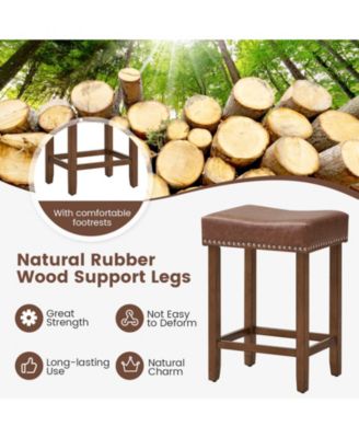 24 Inch Upholstered PU Leather Bar Stools Set of 2