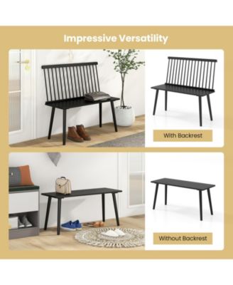 Entryway Bench for 2 with Spindle Back for Kitchen Dining Room Hallway