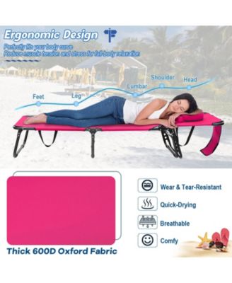 Beach Chaise Lounge Chair with Face Hole and Removable Pillow